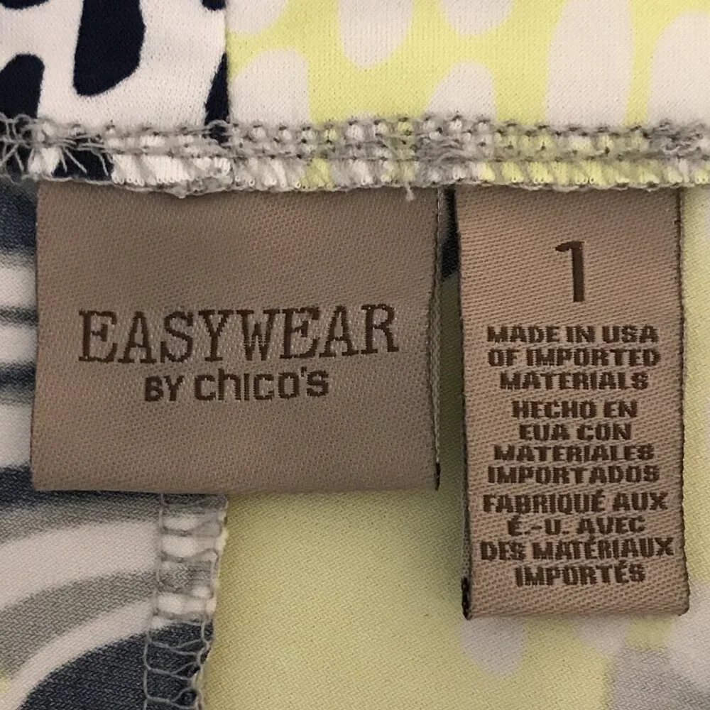 Easy Wear By Chico's Women's 1 Yellow Short Sleeve Dress - Picture 7 of 9